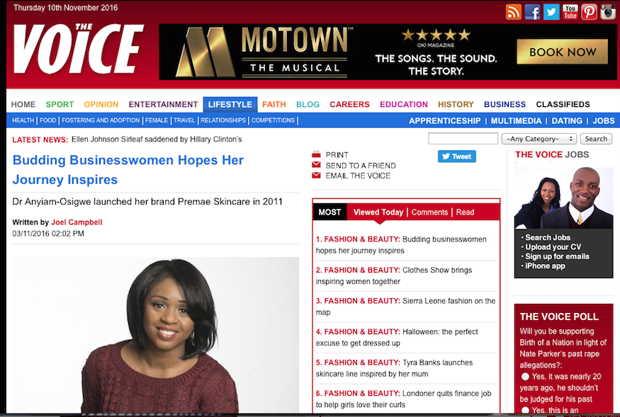 Premae skincare 5th birthday the voice newspaper